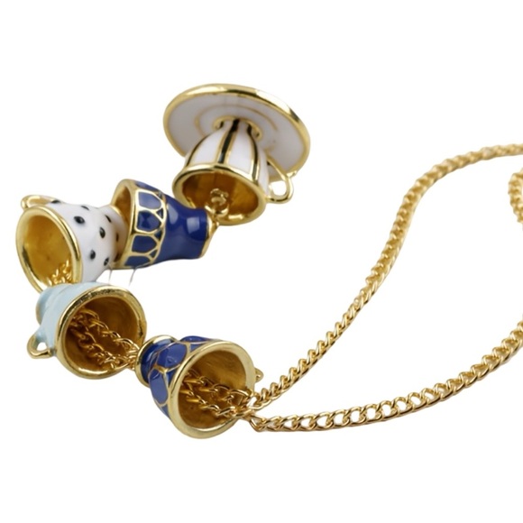 Blue Tea Time Cups Alice in Wonderland Necklace - Picture 3 of 9